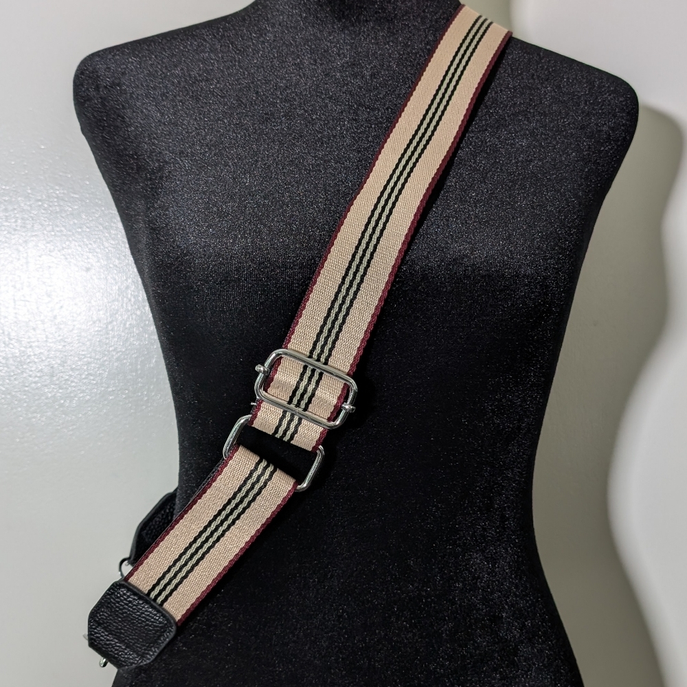 Elegant Thick Bag Strap Canvas PU Leather Crossbody